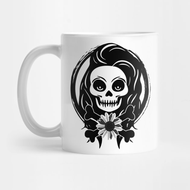 Florist Skull and Flower Black Logo by Nuletto